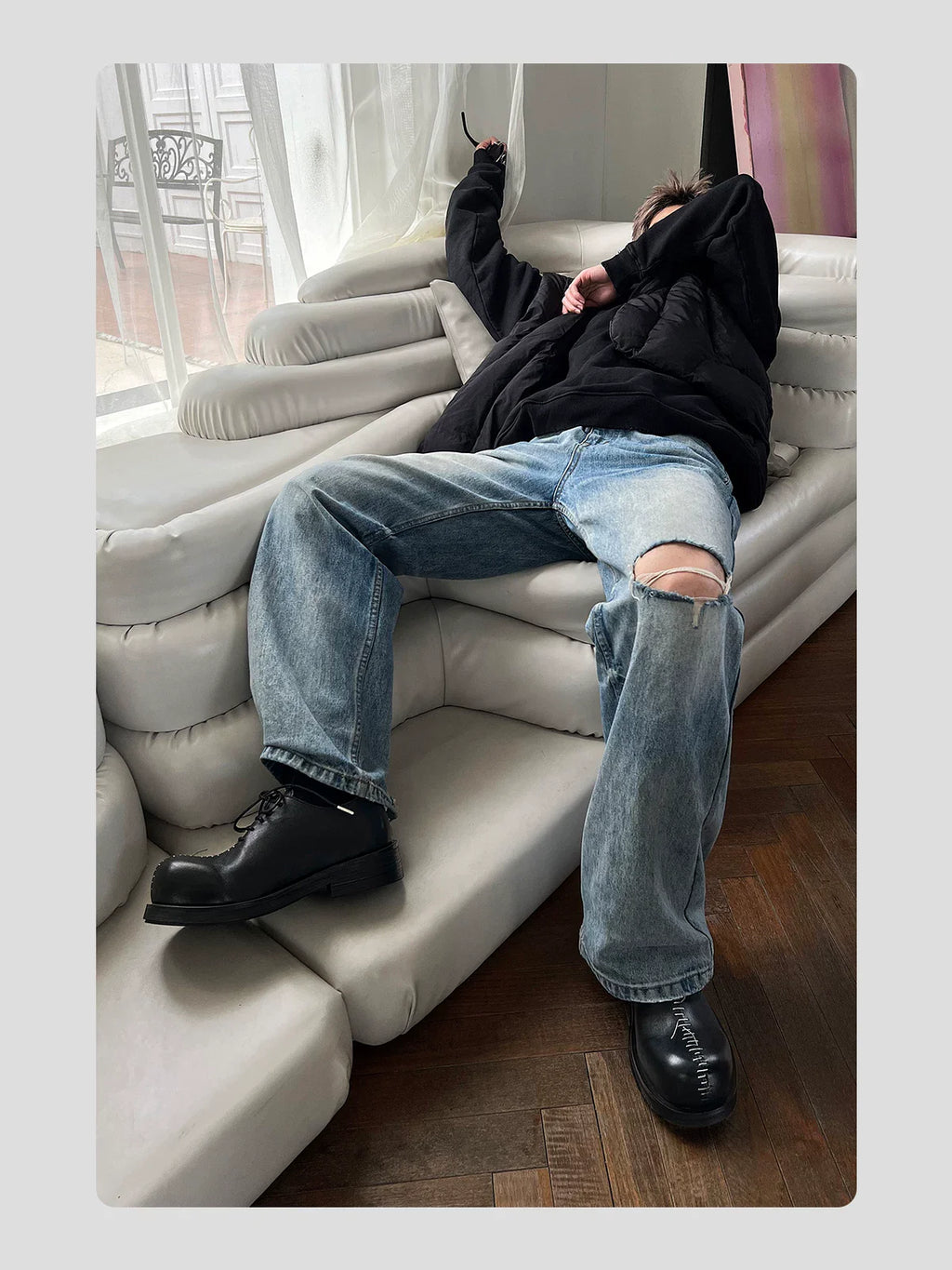 HANQIAORJI Hand-stitched First-layer Cowhide Thick-soled Big Head Shoes