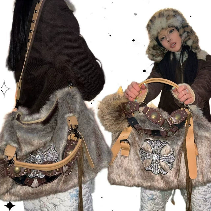 Sunlight Desire Mink Hair Shoulder Crossbody Bag