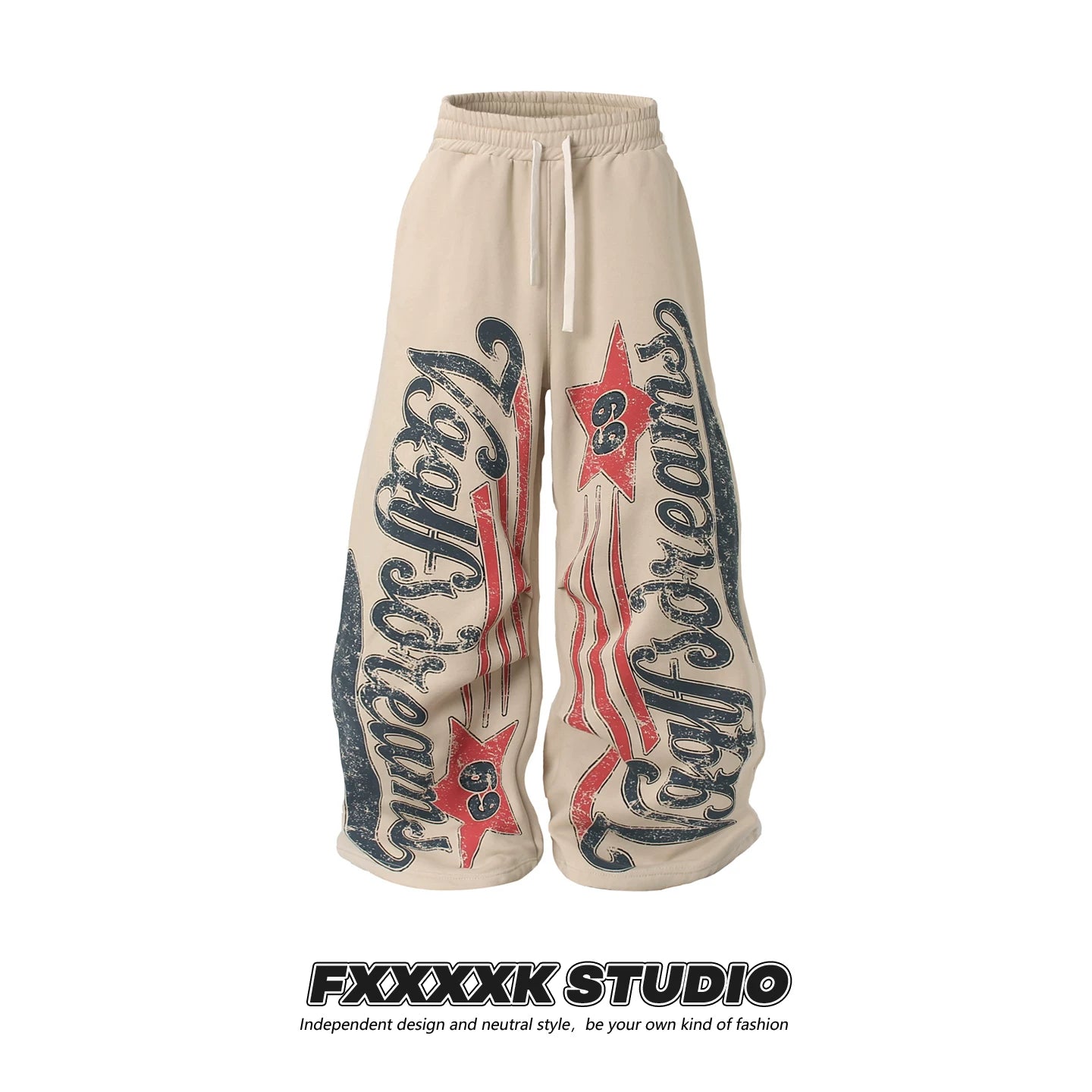 FXK Original Letter Graffiti Printed Velvet Pants