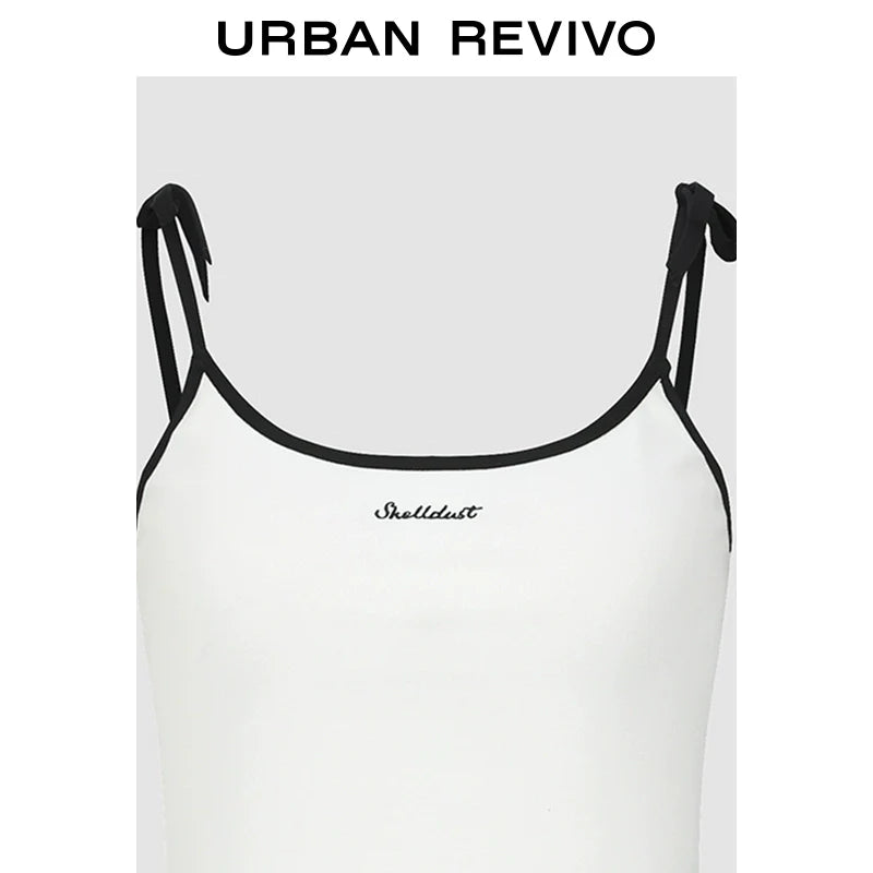 URBAN REVIVO Contrasting Splicing Slim and Thin Sling Vest