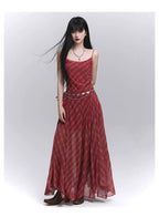 LADYGHOST Plaid Suspender Dress