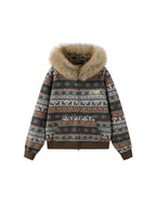 DONSMOKE Front Shoulder Fur Collar Thermal Casual Jacket