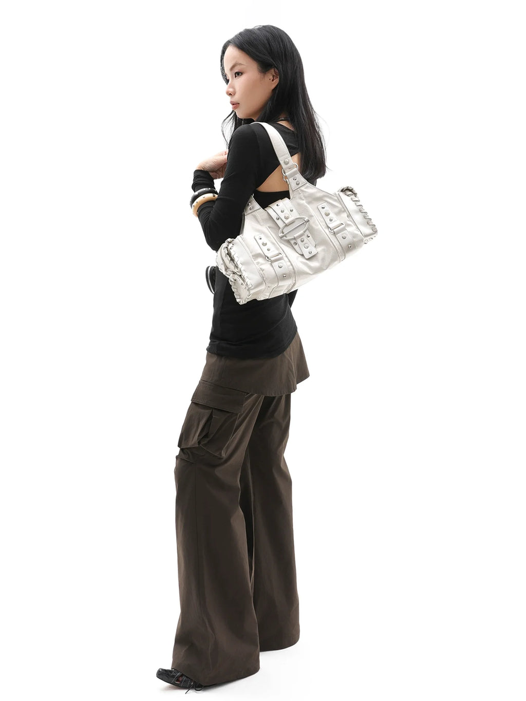 JANDRESS Snakeskin Rivet Underarm Bag