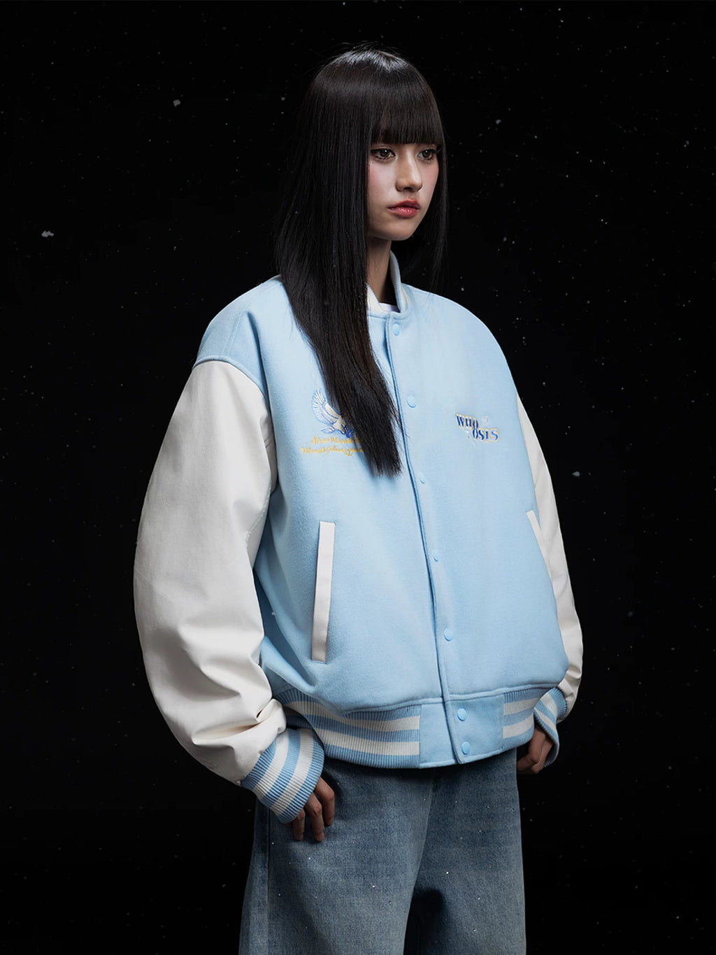 WHOOSIS Gem Embroidery Baseball Jacket