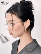 PLCOIN Silver Rimless Glasses Lightweight Anti-Blue Light Myopia