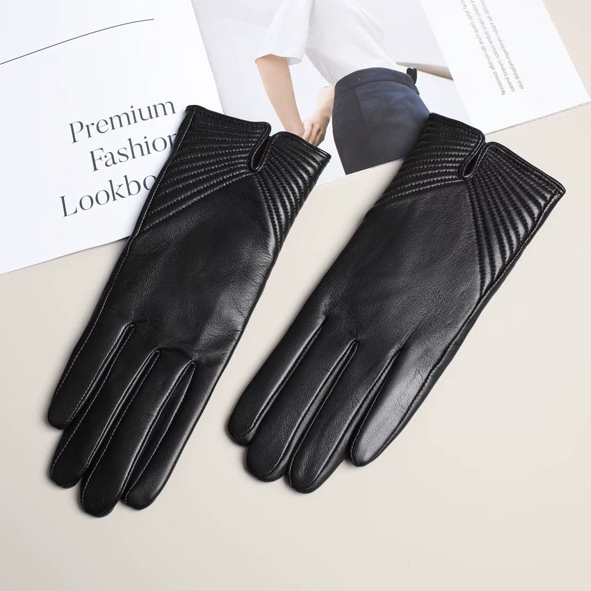 St. John's Snake Print Suede Velvet Warm Gloves