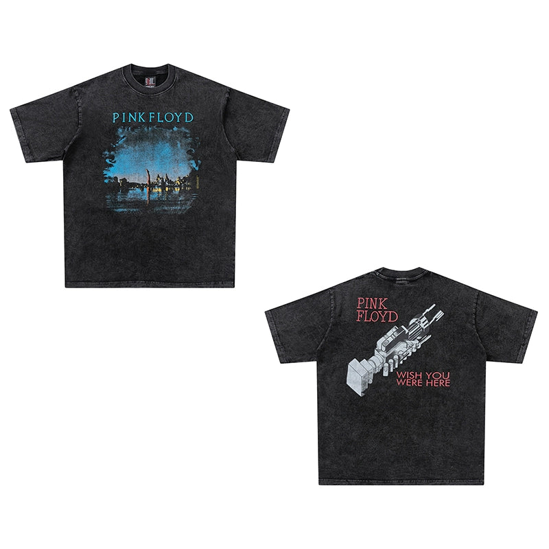 Heavyweight Washed Neptune Retro Band Distressed T-Shirt