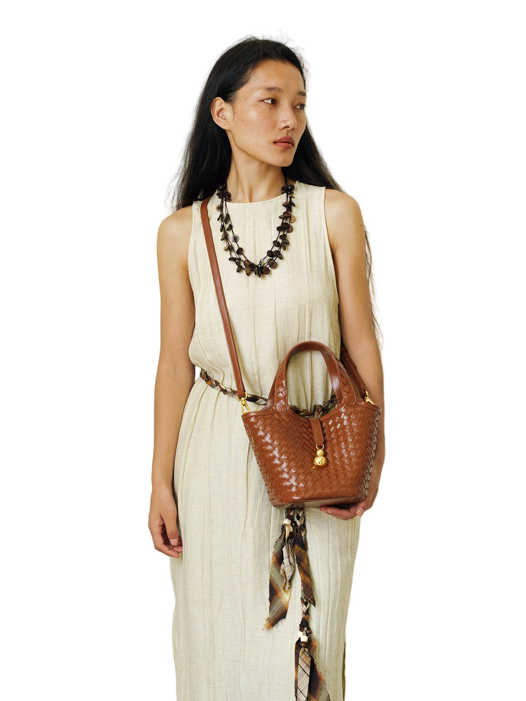 LOSEA Guan Zizi Leather Handwoven Gourd Bag
