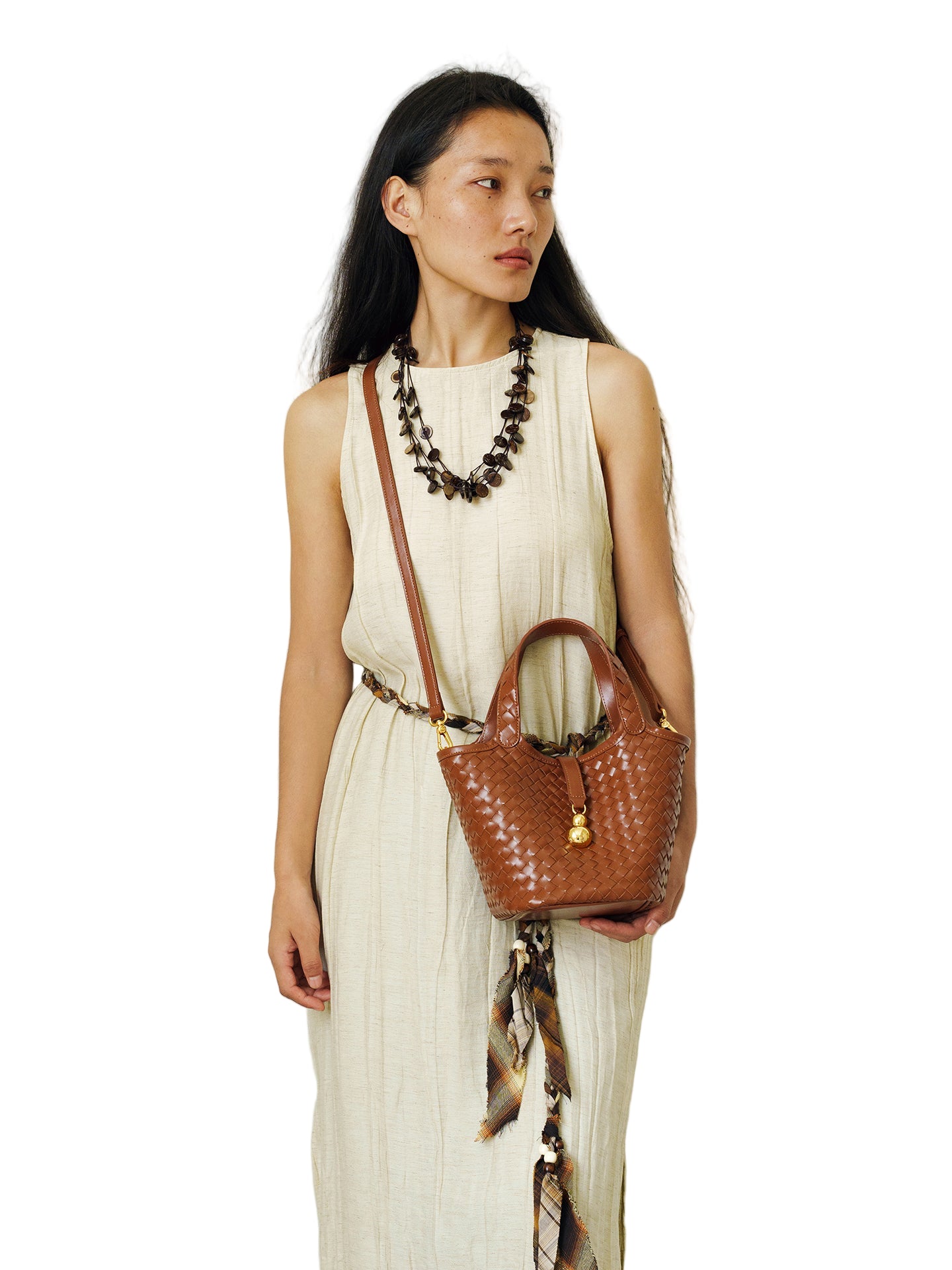 LOSEA Guan Zizi Leather Handwoven Gourd Bag