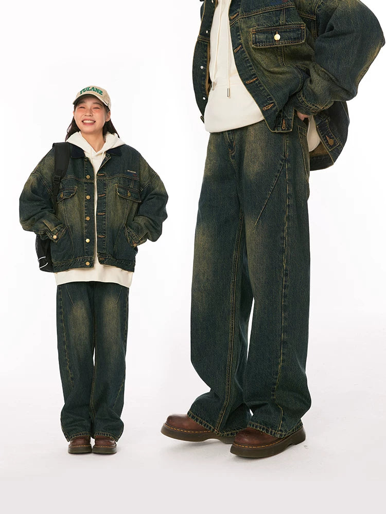 Mr. Jiangnan NewJNXS Washed Straight Casual Jeans