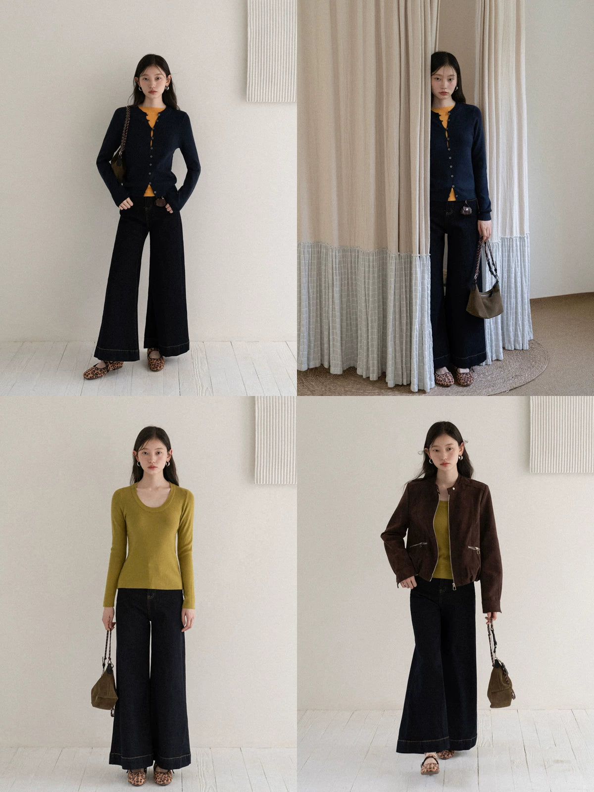 cantonstory Retro Drapey Wide Leg Jeans