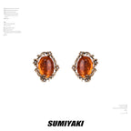SUMIYAKI Vintage Embossed Amber Earrings