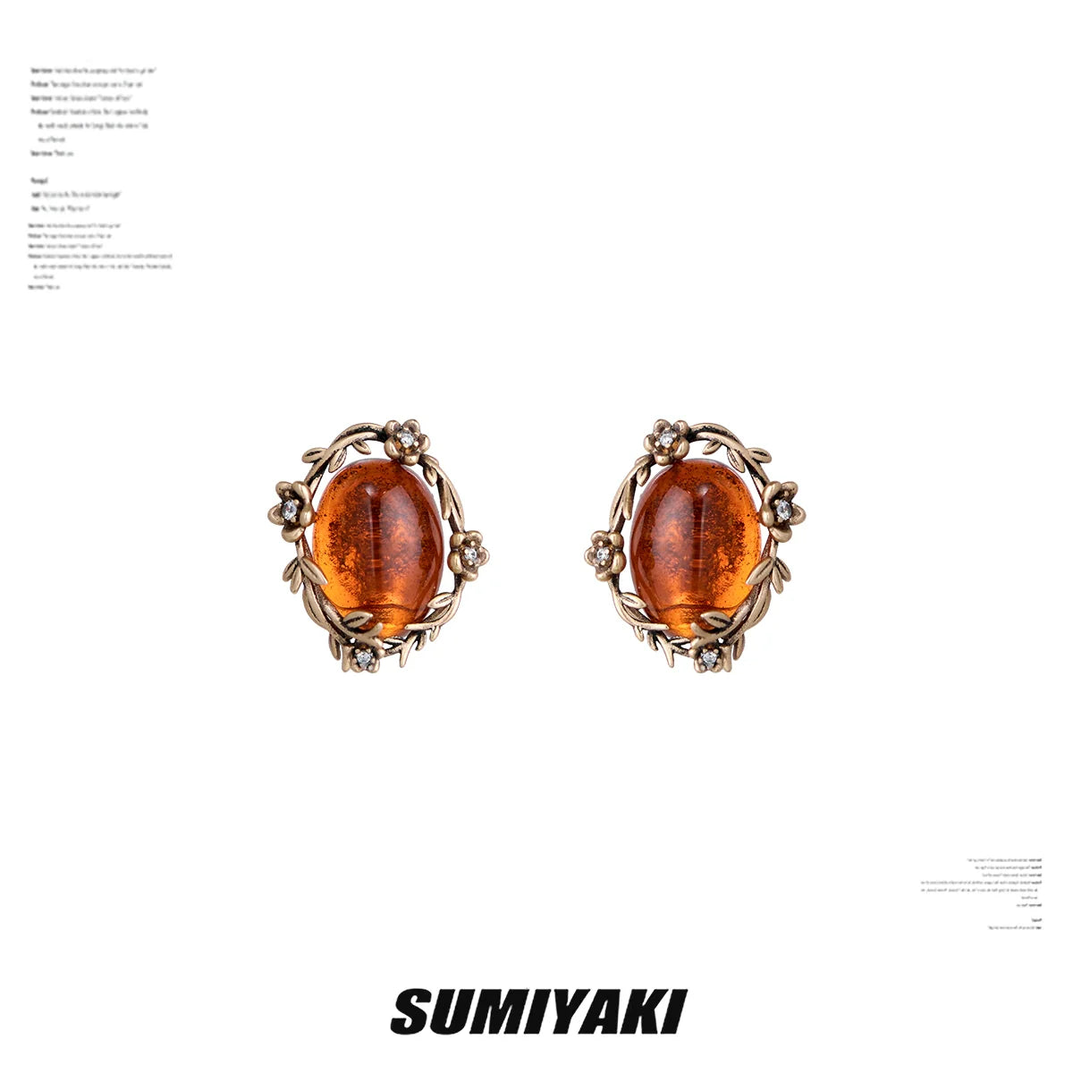SUMIYAKI Vintage Embossed Amber Earrings
