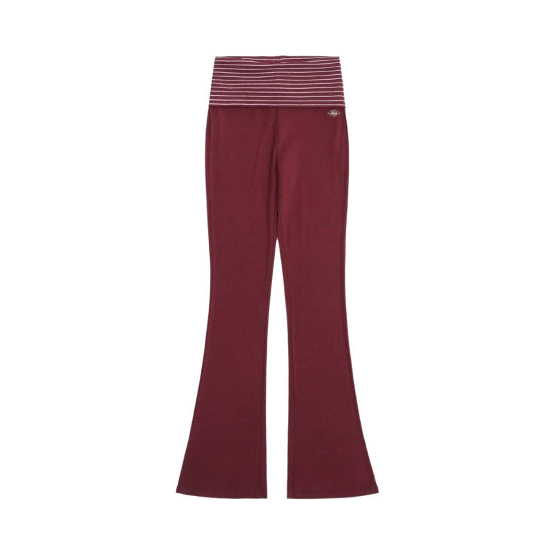 BADBLOOD High-Waist Boot-Cut Striped Pants