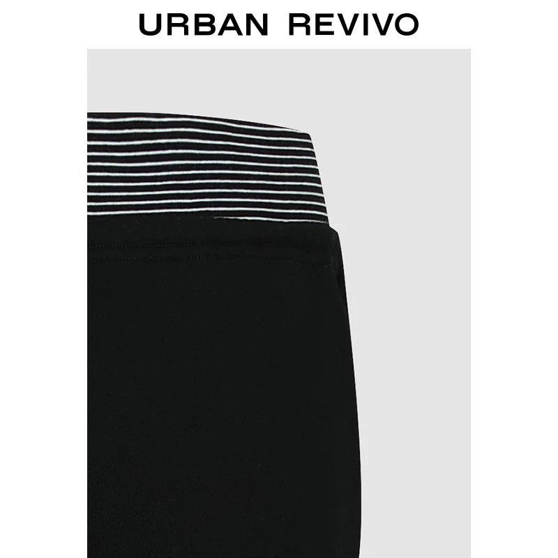 Urban Revivo Splicing Striped Lace Up Straight Pants