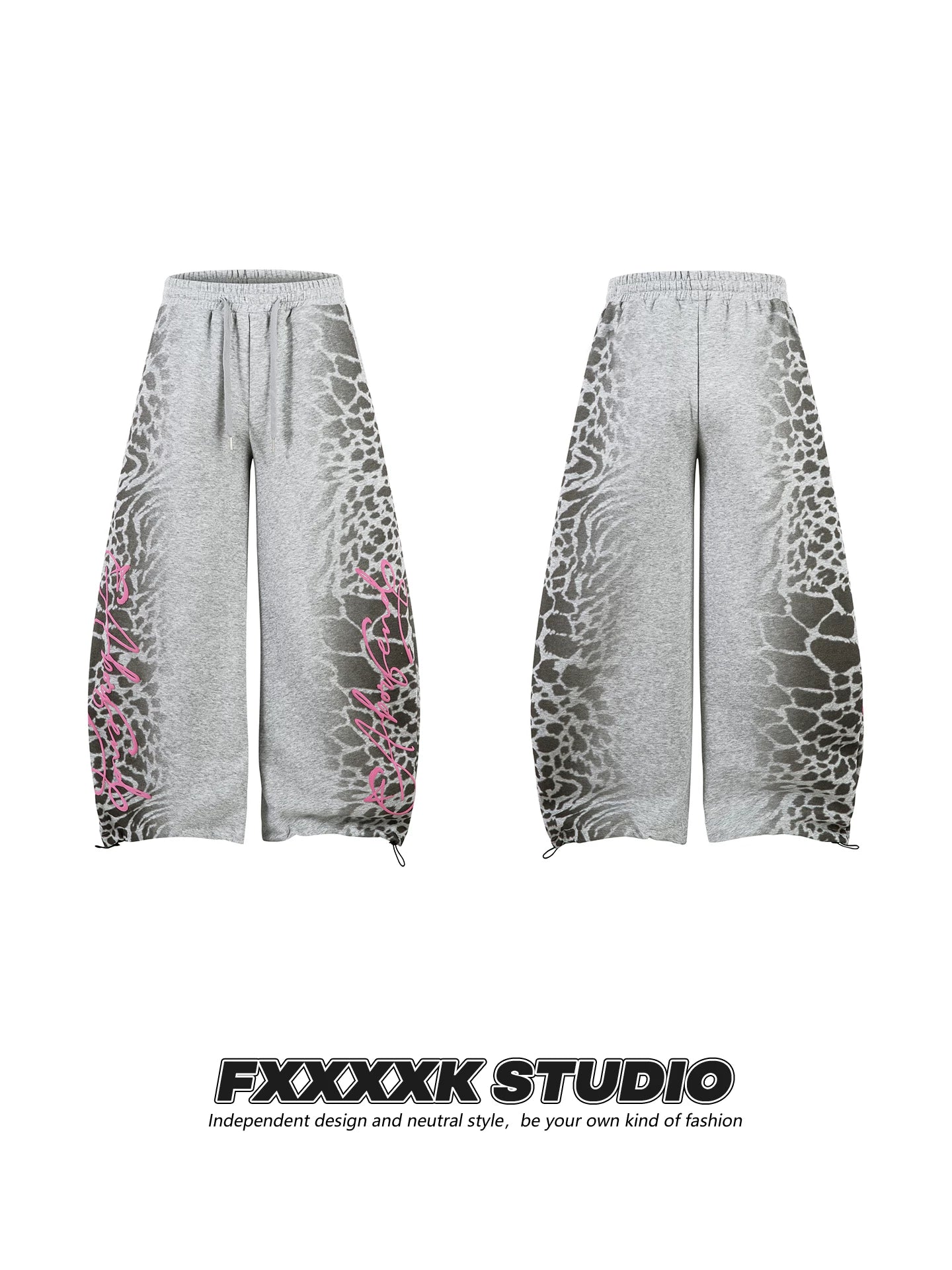 FXK Original Leopard Letter Print Hip Hop Pants