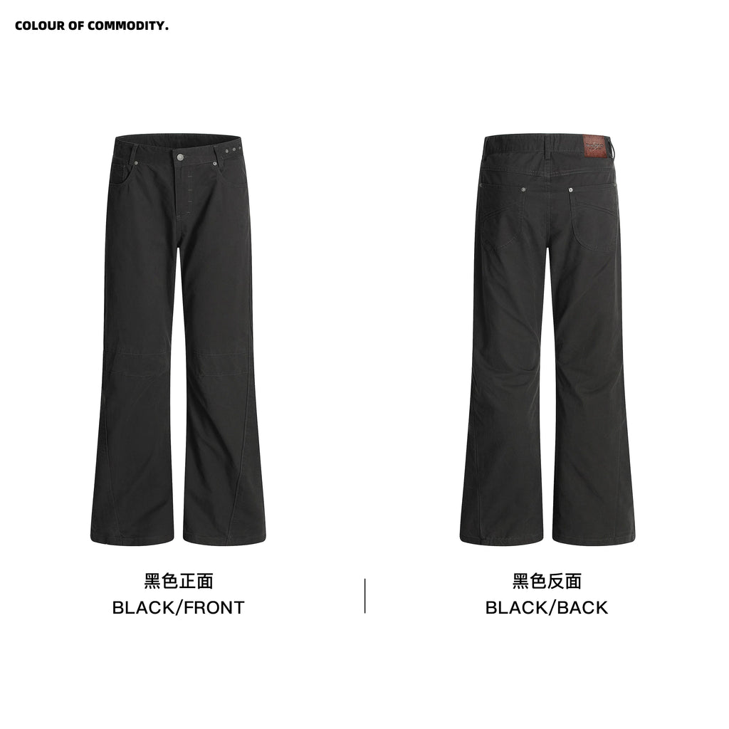 Mr. Jiangnan NewJNXS Retro Distressed Cotton Twill Bootcut Jeans