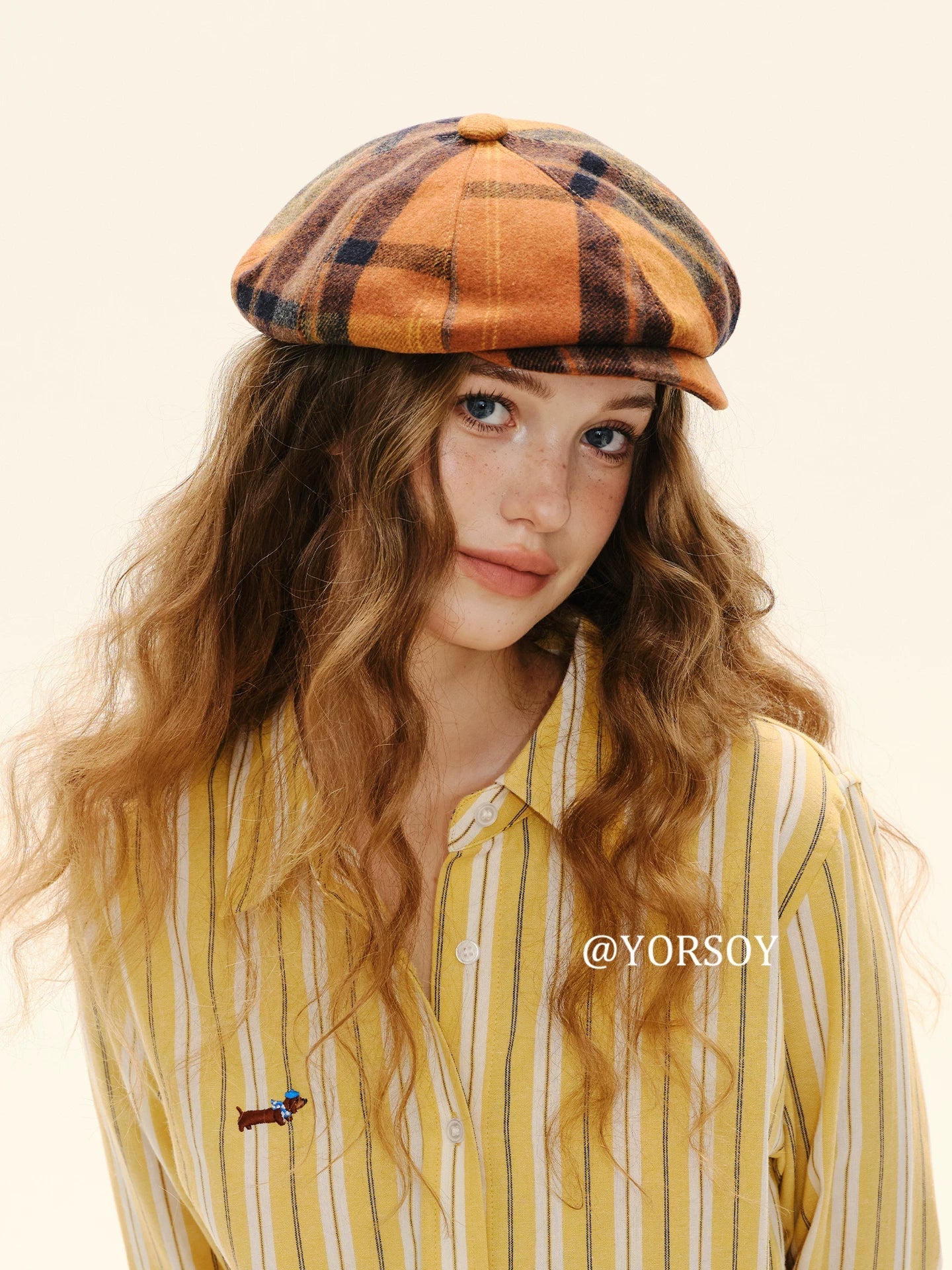 YORSOY Vintage College Plaid Thermal Beret