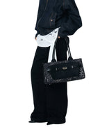 BINGBONG Miss Meri Black Panther Leather Tote Bag