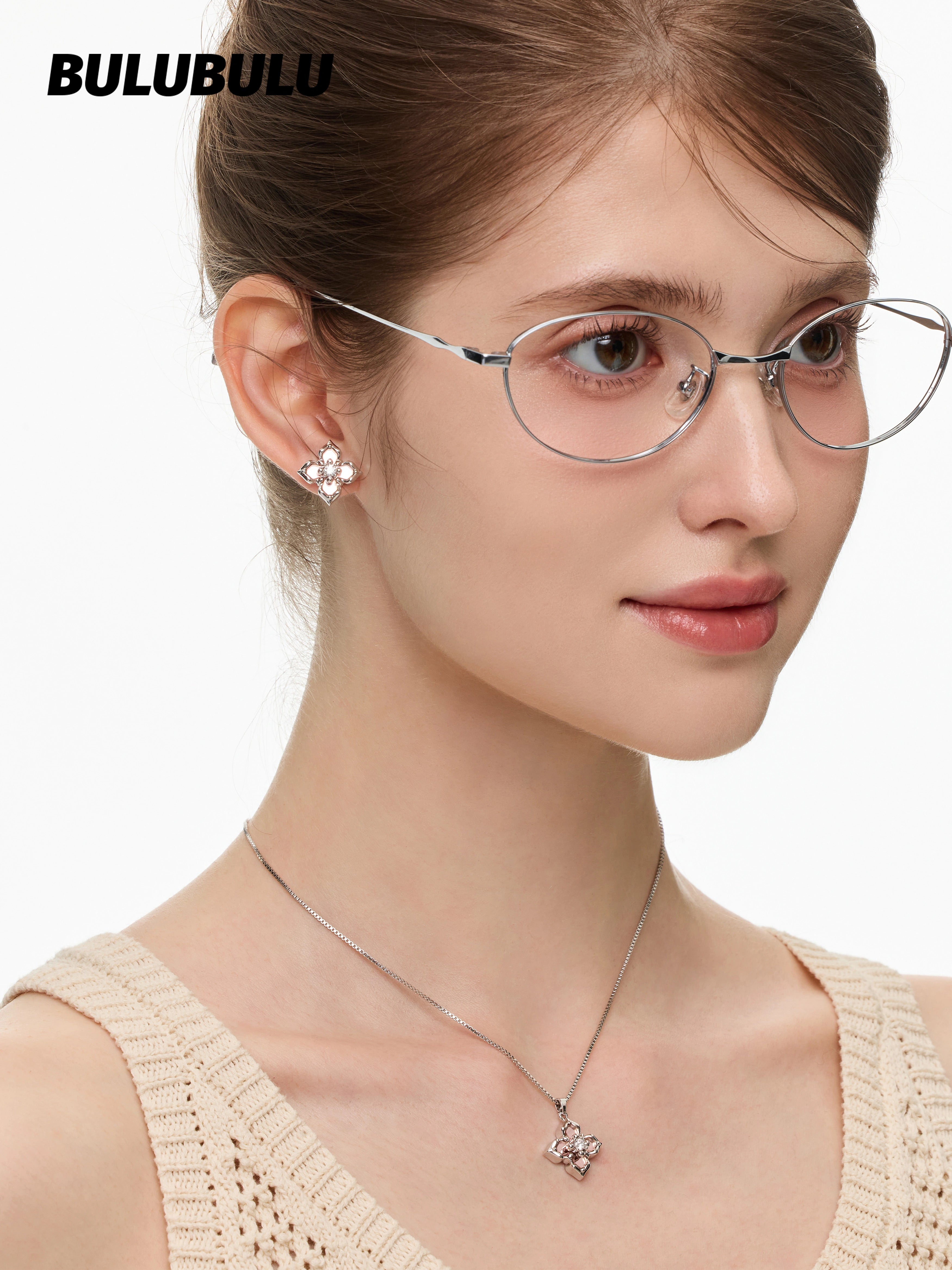 BULUBULU Shaoguang 2.0 Pink Mirror Flower Earrings