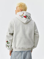 MEDM Floral Embroidered Casual Hooded Sweater