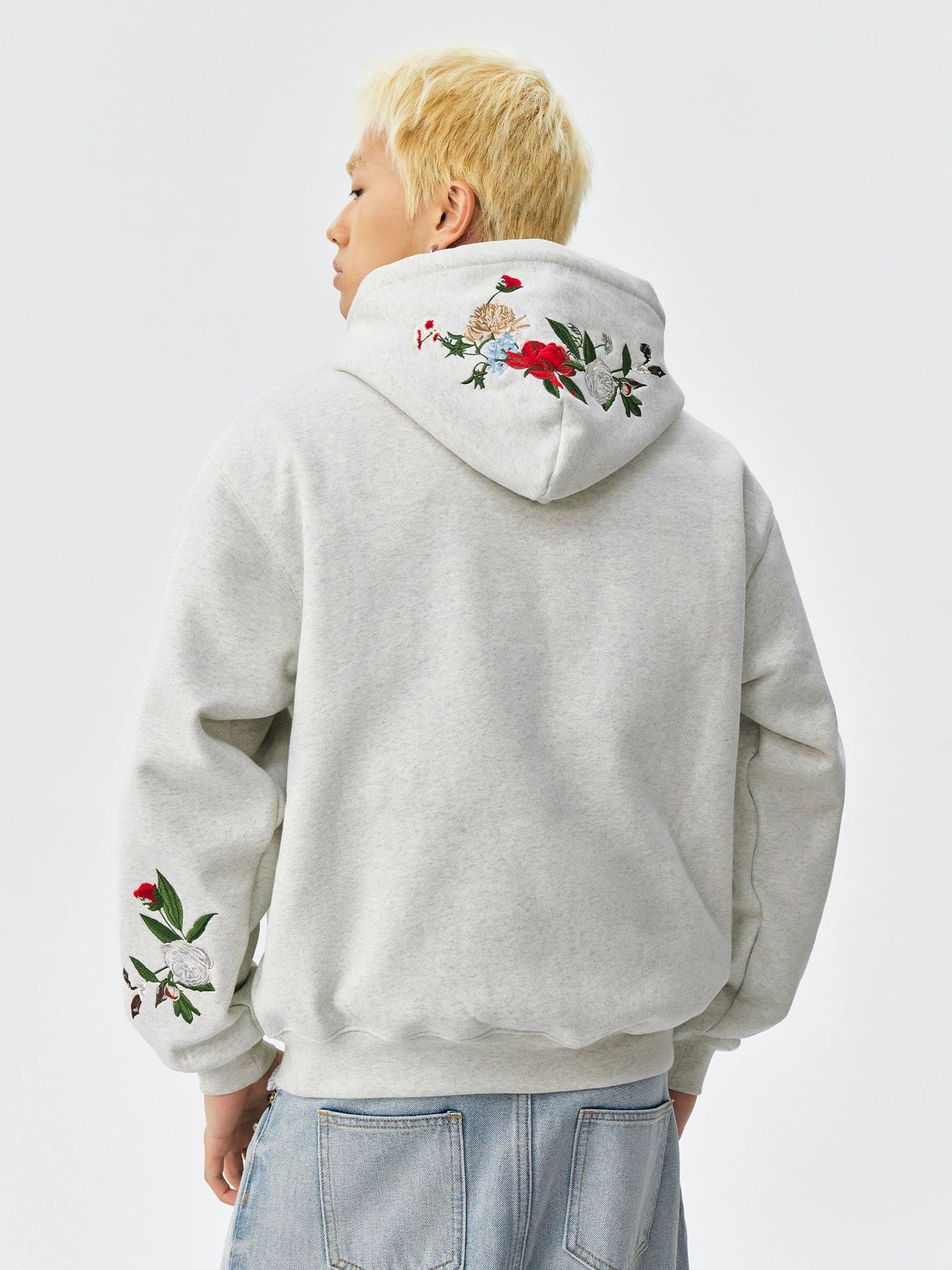 MEDM Floral Embroidered Casual Hooded Sweater