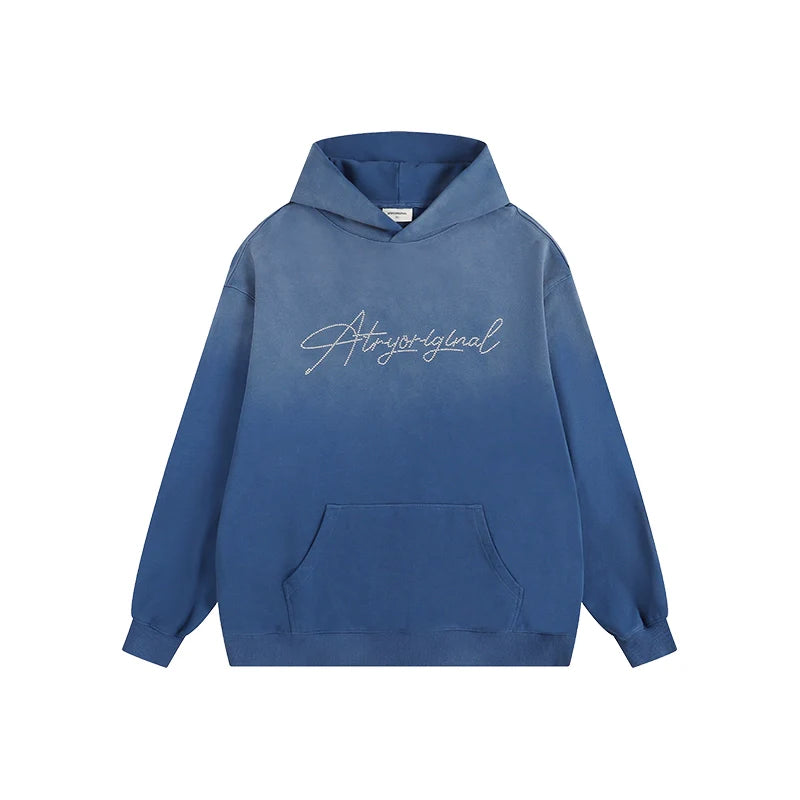 ATRY Flower LOGO Gradual Change Washed Sweater