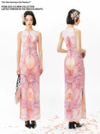 YEDM Floral Print Cheongsam Dress