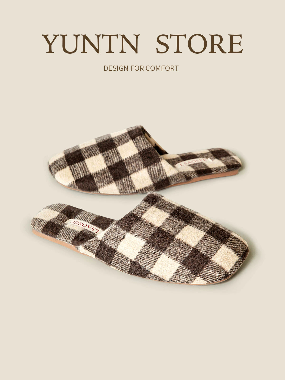 Checkerboard Velvet Couple Slippers