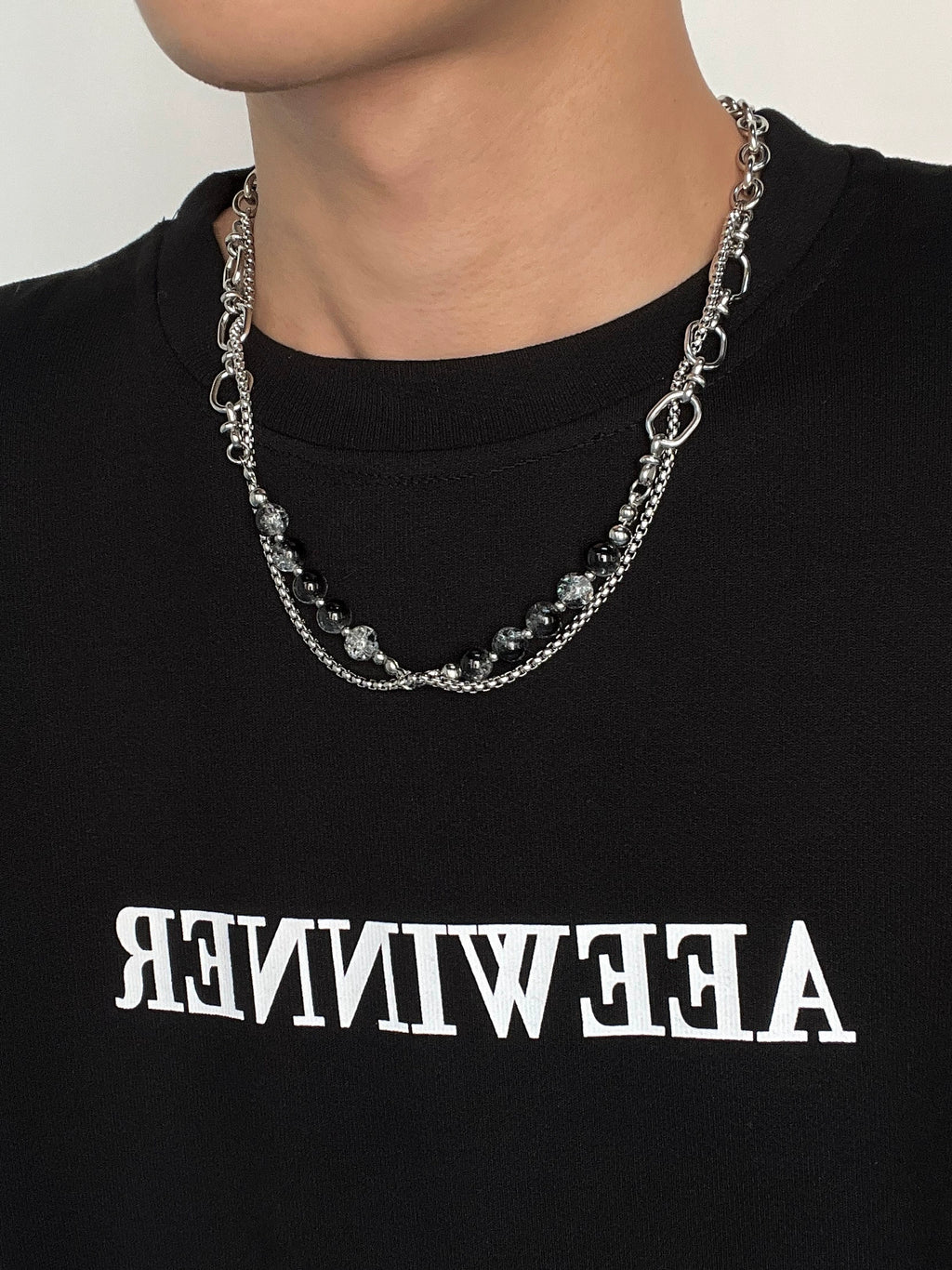 Original Double-Layer Bead Titanium Steel Clavicle Necklace