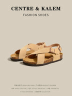 CENTREKALEM Genuine Leather Retro Roman Sandals