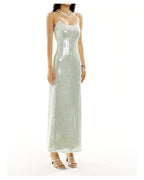Zero Heavy Sequins Cinched Waist Slip Dress
