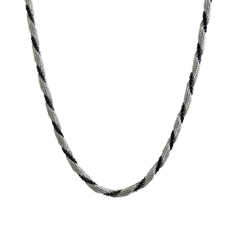 Black Silver Twist Rope Titanium Steel Clavicle Necklace