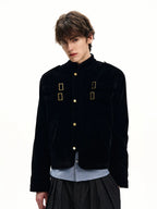 ISIETS Harrington Stand Collar Suede Work Jacket