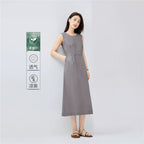 Giordano Minimalist Pleated Round Neck Sleeveless Dress