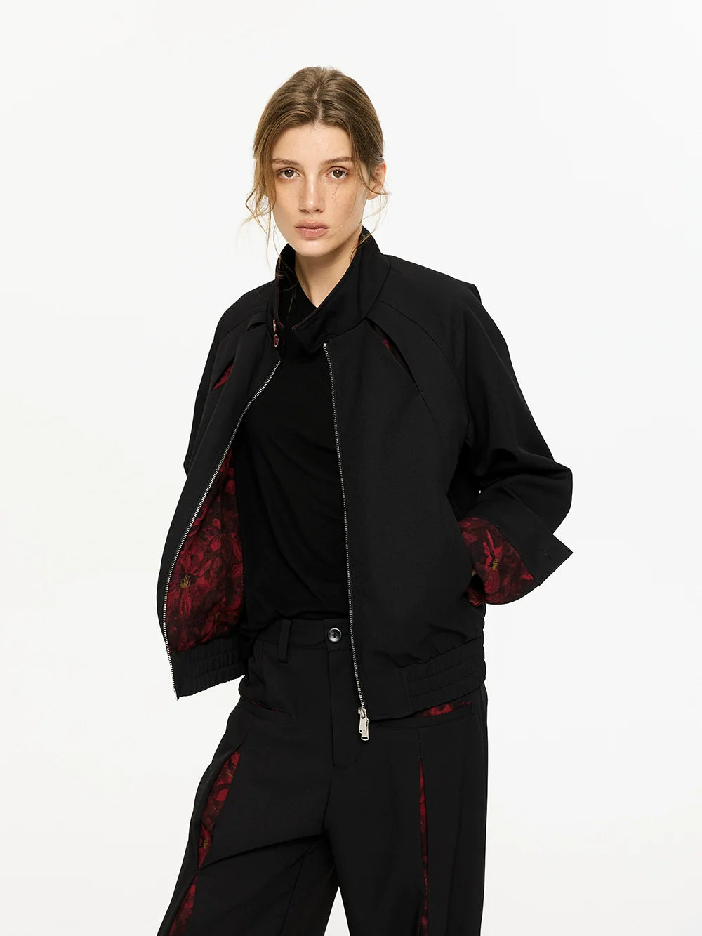 KREATE Contrasting Stand-up Collar Jacket