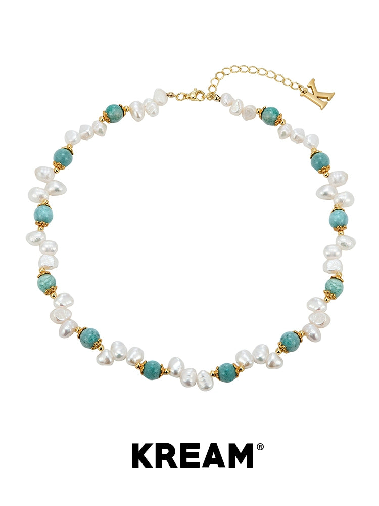 KREAM Amazonite Pearl Clavicle Necklace