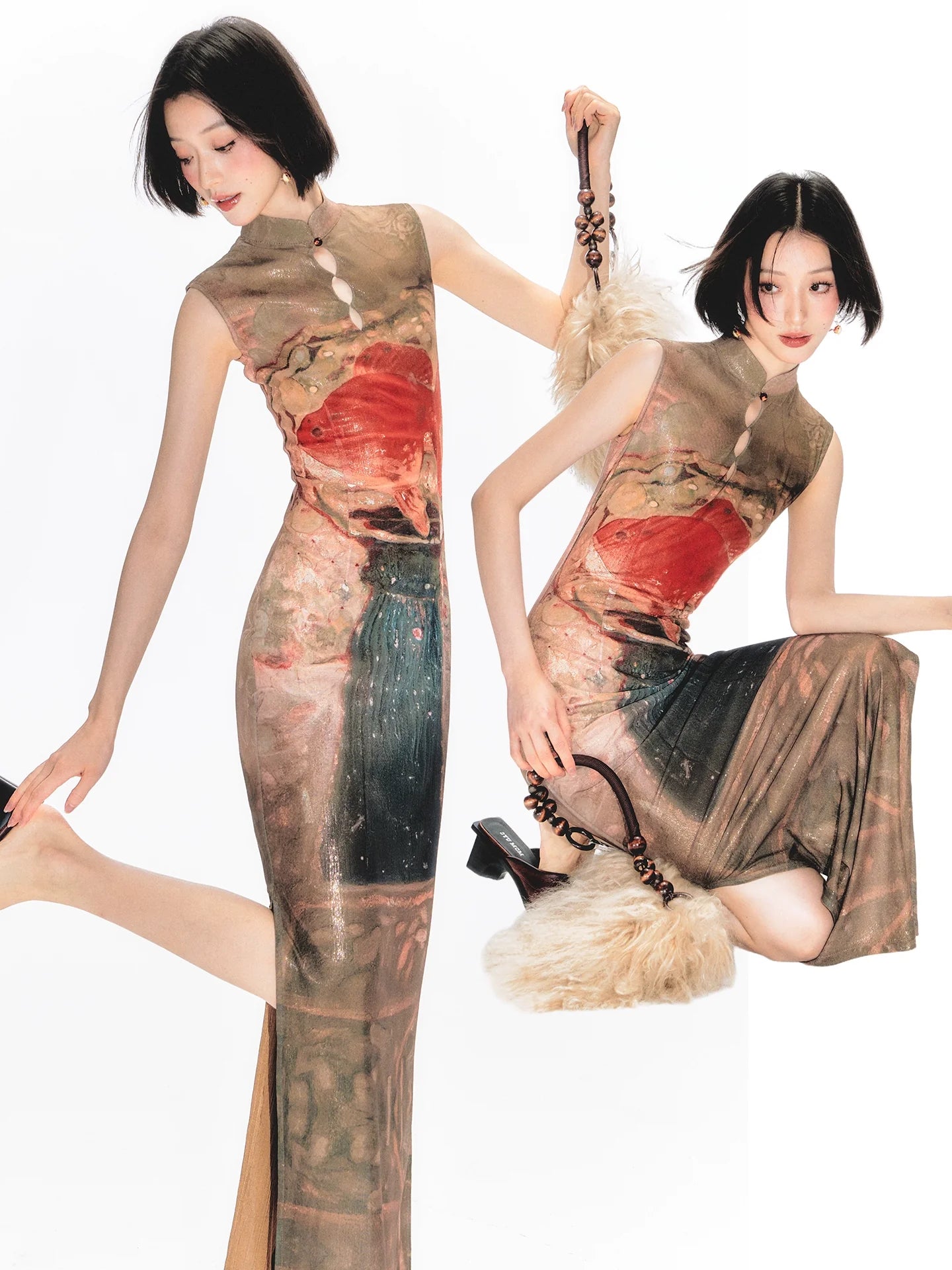 YEDM Goldfish Flag Print Dress