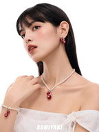 SUMIYAKI Three-dimensional Drop-glazed Cherry Pearl Necklace