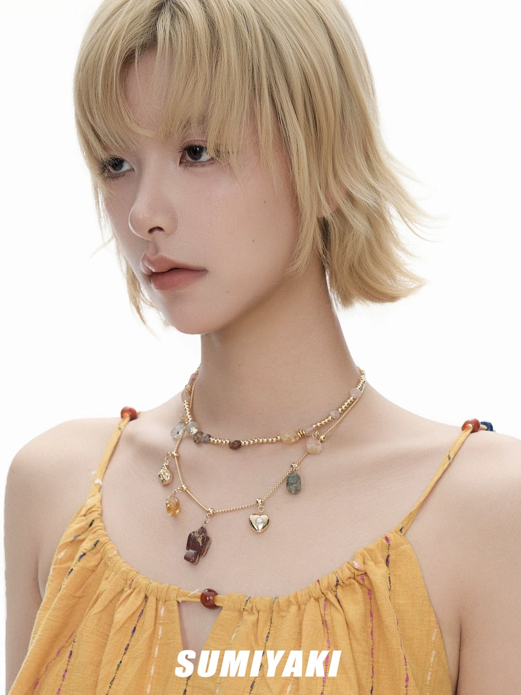 SUMIYAKI Natural Citrine Stone Necklace Bracelet