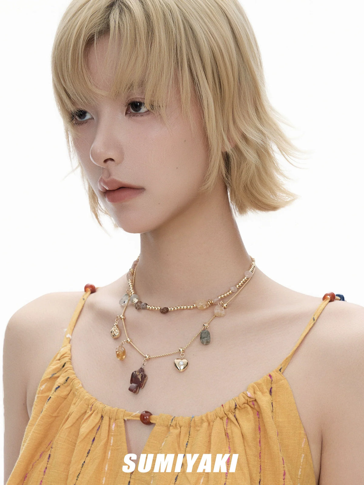 SUMIYAKI Natural Citrine Stone Necklace Bracelet