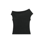 FUNKYFUN Irregular Slanted Shoulder Short Sleeve Tee