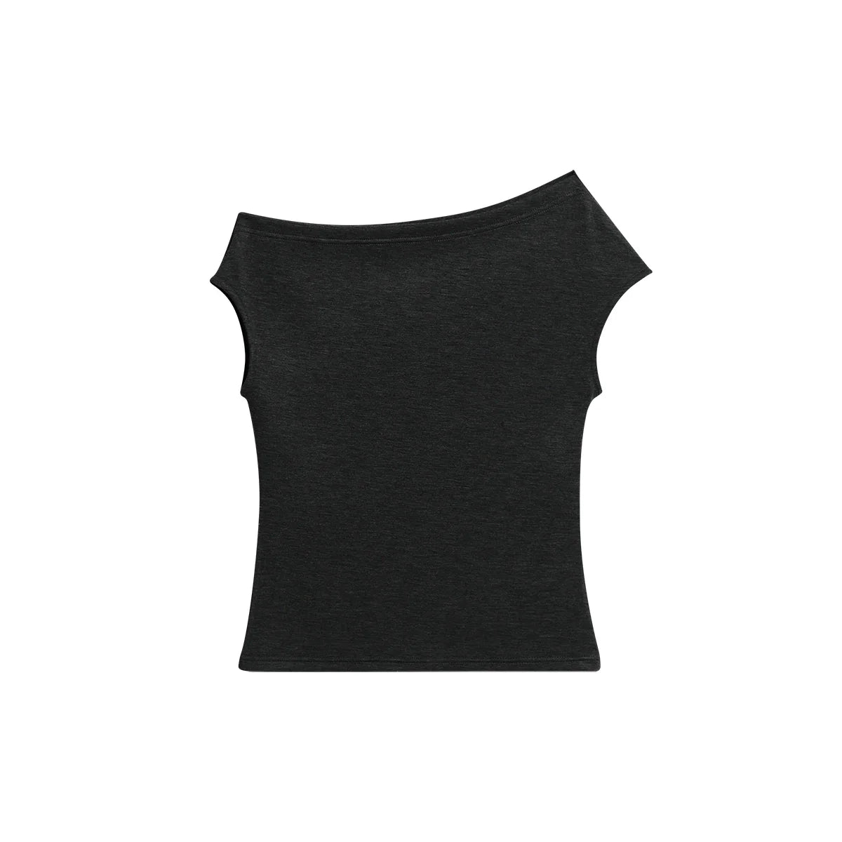 FUNKYFUN Irregular Slanted Shoulder Short Sleeve Tee