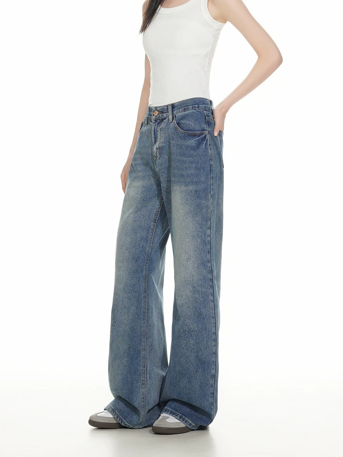 KKBBU Cleanfit Blue Slightly Flared Wide Leg Jeans