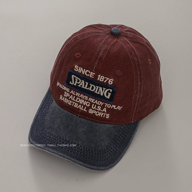 YORSOY Retro Color Matching Letter Soft Top Casual Baseball Cap