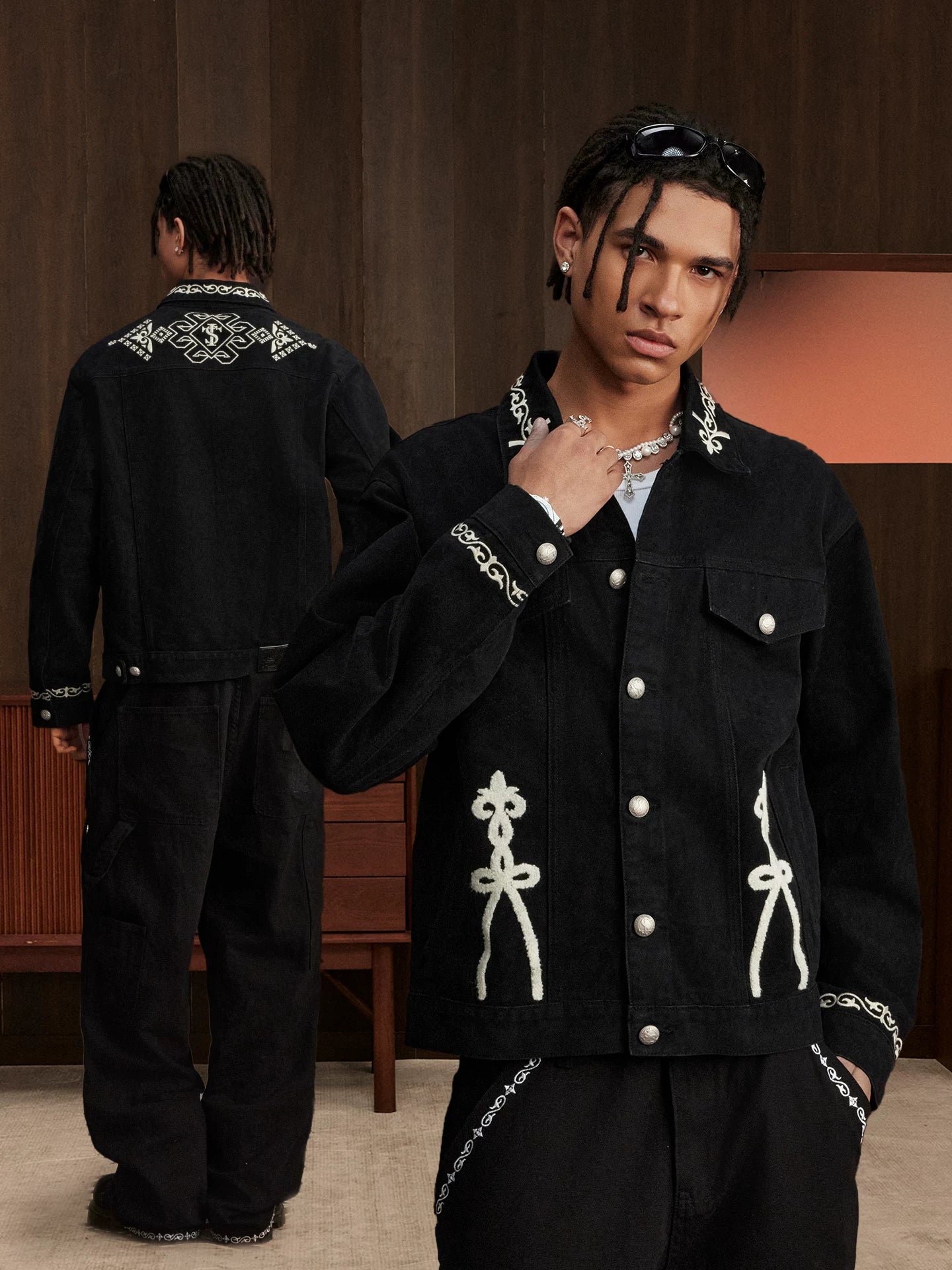 STK SmallTownKid Xilan Kapu Flower Embroidered Denim Jacket