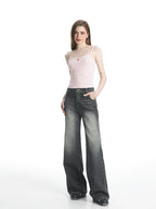 ABMY® Black Washed Straight-Wide Jeans