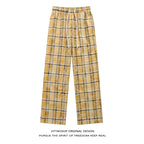 HTTAOSUP Retro Plaid Wide-Leg Pants