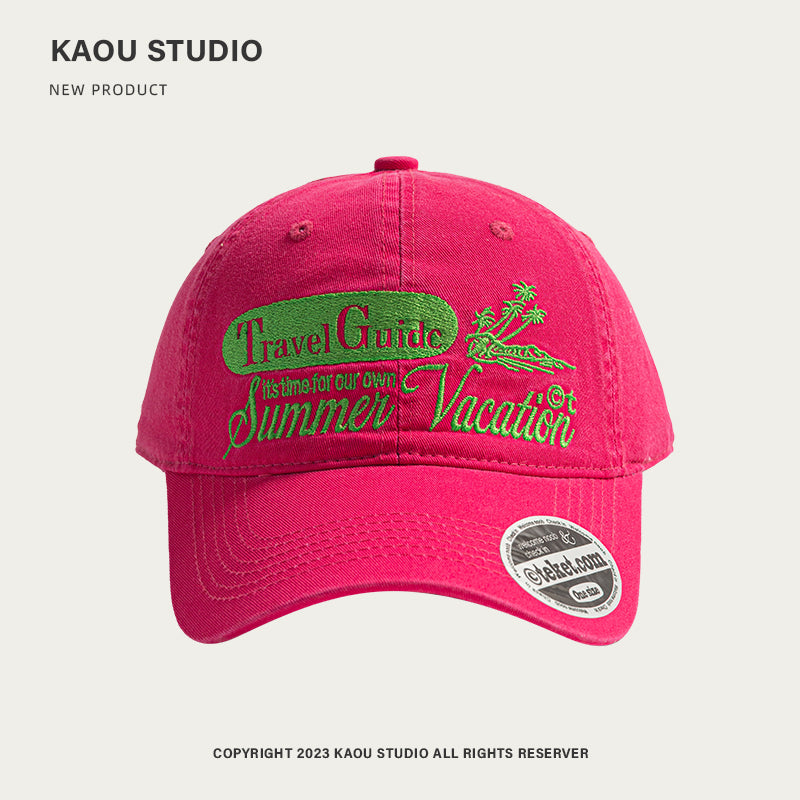 KAOU Guidc Coconut Rose Red Color-block Letter Cap