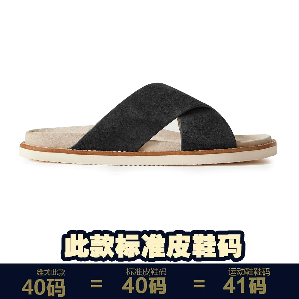 voguhomme Summer Breathable Leather Heightening Beach Flip Flops